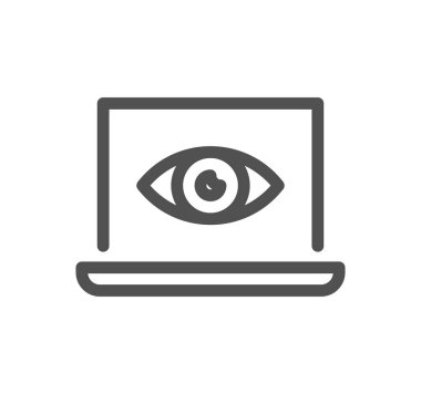 Laptop simgesi ile göz, vektör illüstrasyonu basit tasarım