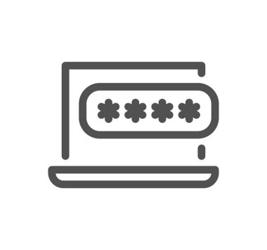 dizüstü bilgisayar parola simgesi, vektör illüstrasyonu basit tasarım