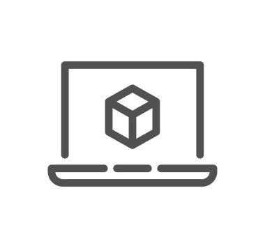 Dizüstü bilgisayar ekranındaki kutu, vektör illüstrasyon basit tasarım