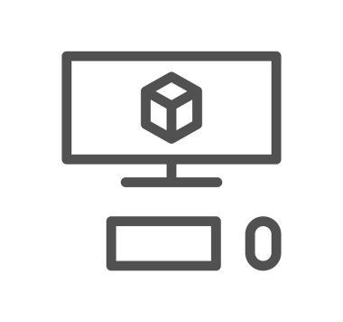 ekran simgesinde küp, vektör illüstrasyonu basit tasarım