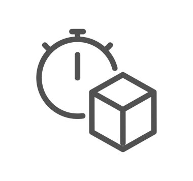 Kronometre simgesine sahip küp, vektör illüstrasyonu basit tasarım