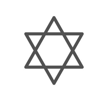 Yahudi David simgesi vektörü beyaz arkaplanda izole edildi, İsrail