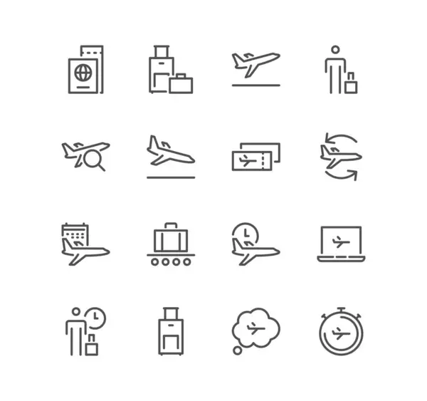 seyahat ve turizm çizgisi simgeleri uçaklar, vektör illüstrasyonu basit tasarım