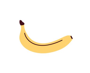 Tam muz, sarı muz, taze tropikal meyve, organik tatlı yiyecek, sağlıklı sarı vegan atıştırmalık, sulu organik yiyecek, kahvaltıda vitaminli sağlıklı atıştırmalık düz vektör resimleme.