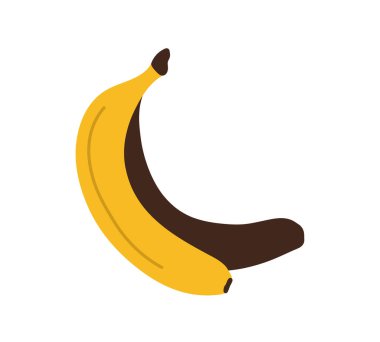 Tam muz, sarı muz, taze tropikal meyve, organik tatlı yiyecek, sağlıklı sarı vegan atıştırmalık, sulu organik yiyecek, kahvaltıda vitaminli sağlıklı atıştırmalık düz vektör resimleme.