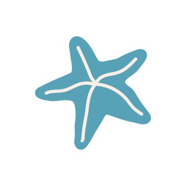 Deniz yıldızı balığı, deniz altı deniz yıldızı, egzotik tropikal omurgasız okyanus hayvanı, yaz plajı yumuşakçaları çizimi beyaz arka planda izole edilmiş düz vektör çizimi..