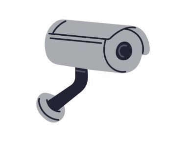 IP CCTV güvenlik kamerası, video güvenlik kamerası, video izleme, odağını kaybetmiş ev güvenlik kamerası, dış alan güvenliği ve düz vektör çizimi için duvara monte edilmiş kamera..