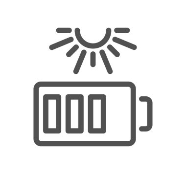 Güneş paneli ile ilgili simge çizgisi ve doğrusal vektör.