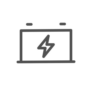 Güneş paneli ile ilgili simge çizgisi ve doğrusal vektör.