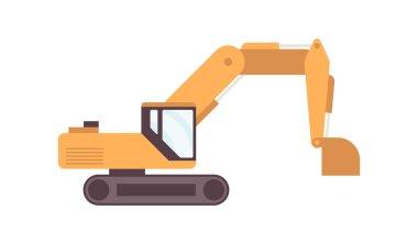 Ağır kazıcı, profesyonel ağır ekipman, sarı yükleyici makine, maden endüstrisi için makineler, endüstriyel ulaşım, kömür madeni üretimi, madencilik izole edilmiş düz vektör çizimi.