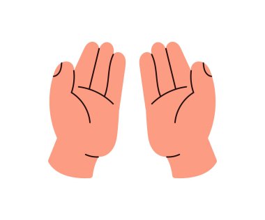 İki el, vermek, ödünç vermek, yardım, bakım ve destek için uzanmak, iki kol, gönüllü, el vermek, açık ve selamlayıcı avuç içleri, destekleyici arkadaş düz vektör ilüstrasyon.