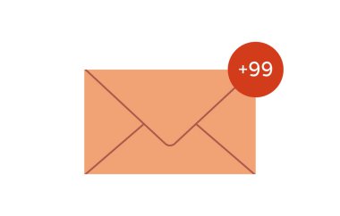 Gelen posta, yeni mesaj bildirimi, posta kutusundaki bülten, çevrimiçi zarftaki mektup, beyaz arkaplan düz vektör illüstrasyonunda izole edilmiş abonelik iletişimi.