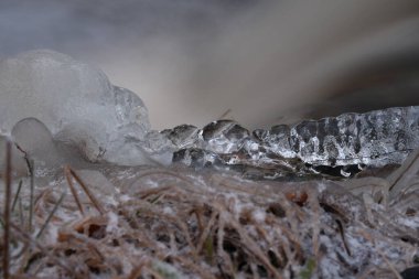Close-up of a rapid in winter