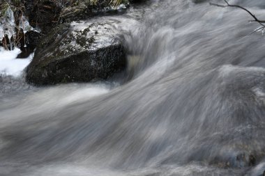 Close-up of cascade in winter