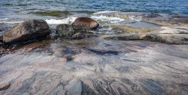 Archipelago view with Baltic Sea waves