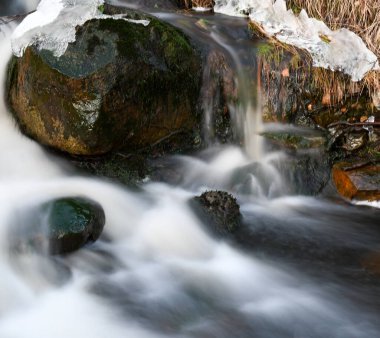 Softness of flowing water in a rapid in the nature