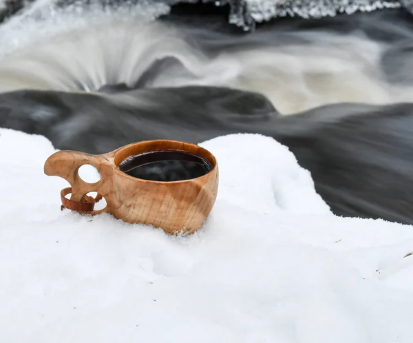 Coffee break out in the nature in winter