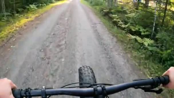 Middle Aged Woman Riding Fat Tire Bike Nature — Stock Video