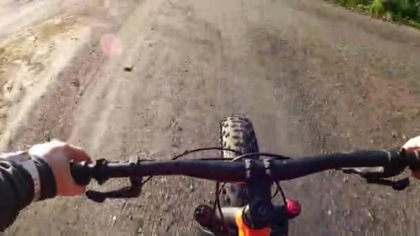 Middle Aged Woman Riding Fat Tire Bike Nature — Stock Video