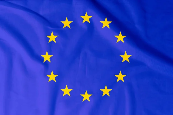 Flag European Union Natural Material Creases Background — Stock Photo, Image