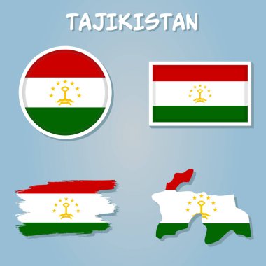 TAJIKISTAN 'ın devlet bayrağının renkleriyle haritası.