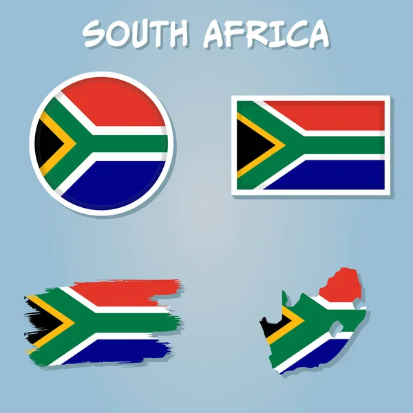 Mappa Dettagliata Della Repubblica Sudafricana Con Bandiera Del Paese — Vettoriale Stock