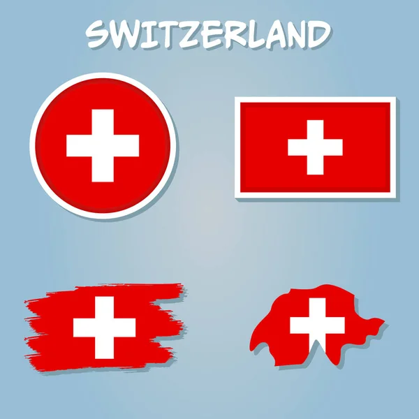 Swiss Flag National Europe Emblem Peta Ikon Vektor Ilustrasi Rancangan - Stok Vektor
