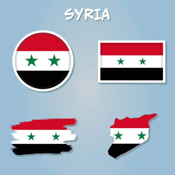 Carte Drapeau Syrien Silhouette Pays Syrie Avec Drapeau Sur Fond — Image vectorielle