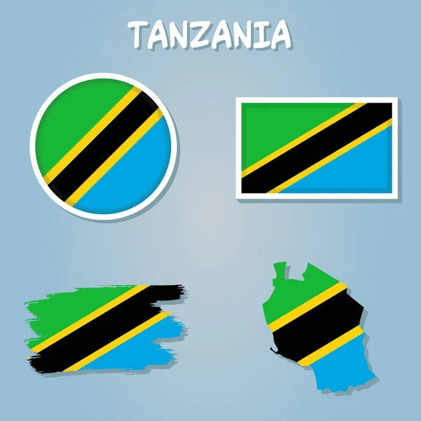 Tanzania Flag National Africa Emblem Map Icon Vector Illustration Abstract — Wektor stockowy