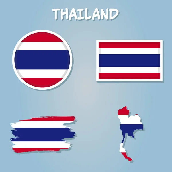 Thajská Vlajková Mapa Mapa Thajského Království Vlajkou Thajské Země — Stockový vektor