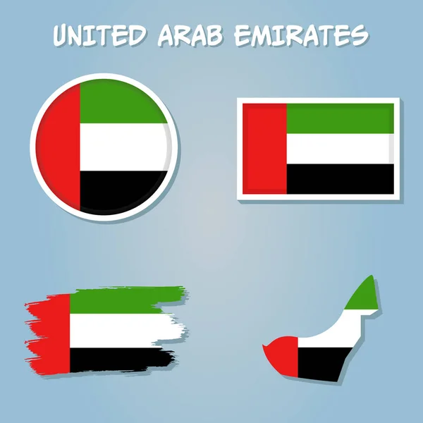 Vereinigte Arabische Emirate Hochdetaillierte Politische Landkarte Mit Nationalflagge Auf Blauem — Stockvektor