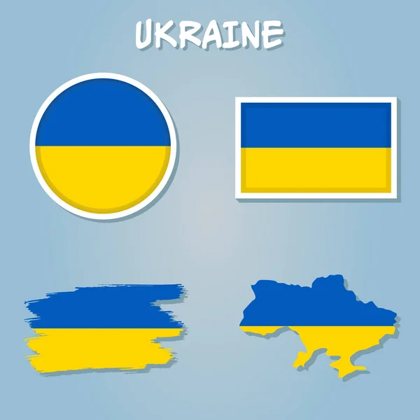 Vektorillustration Der Flagge Die Die Landkarte Der Ukraine Eingefügt Ist — Stockvektor