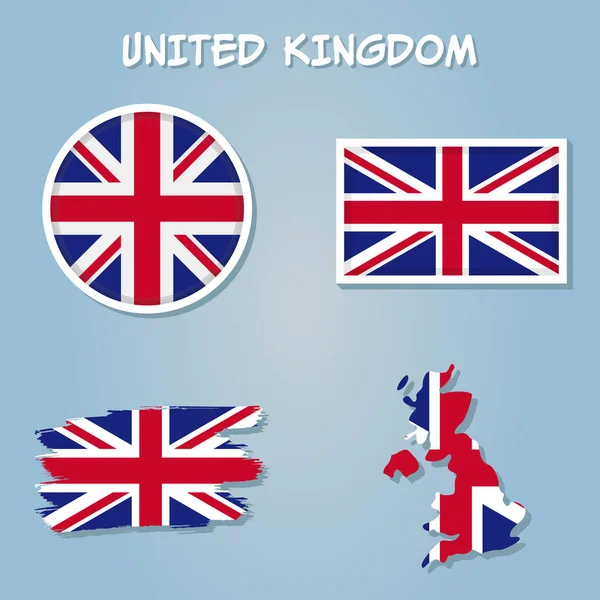Egyesült Királyság Térkép Zászló Kék Háttérrel — Stock Vector