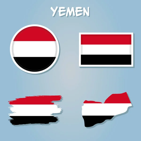 Carte Vectorielle Yémen Avec Drapeau Intérieur — Image vectorielle