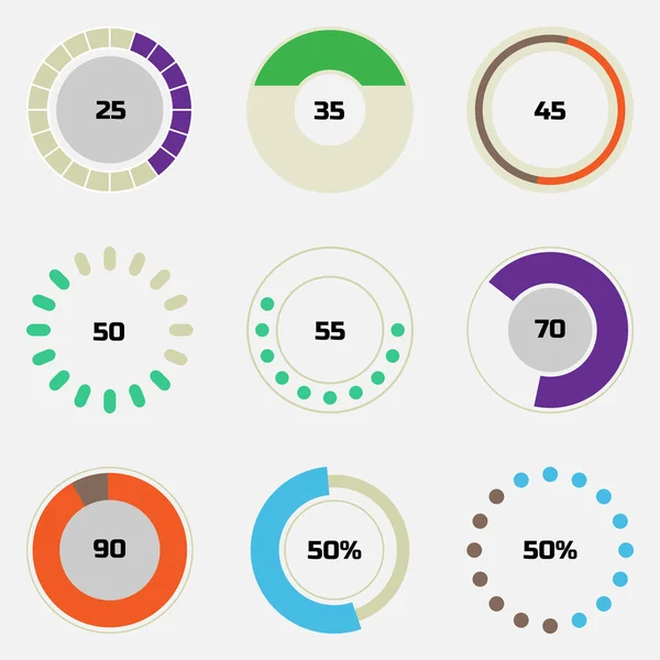Diagramma Del Cerchio Grafici Torta Elementi Infografici Progresso Ruota Vettoriale — Vettoriale Stock