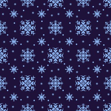 Mavi arka planda düşen kar taneleri, pürüzsüz desenli kar tanesi.