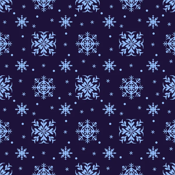 Πτώση Νιφάδες Χιονιού Μπλε Φόντο Χωρίς Ραφή Μοτίβο Νιφάδα Χιονιού — Διανυσματικό Αρχείο