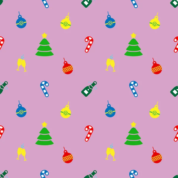 Seamles Pattern New Year Celebration Icons Christmas Symbols — Stock Vector