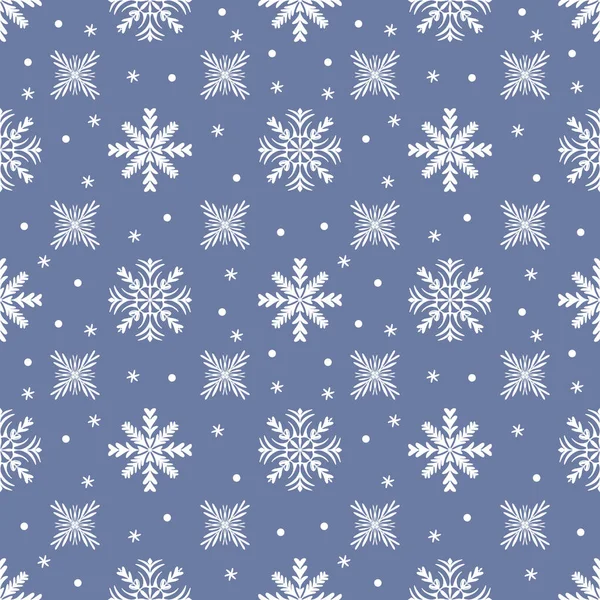 Nahtloses Muster Von Schneeflocken Auf Blauem Hintergrund — Stockvektor