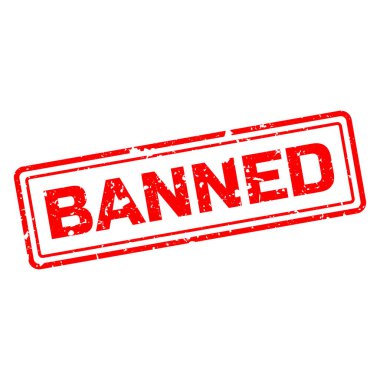 Kırmızı grunge kauçuk mühür ile yasaklandı.