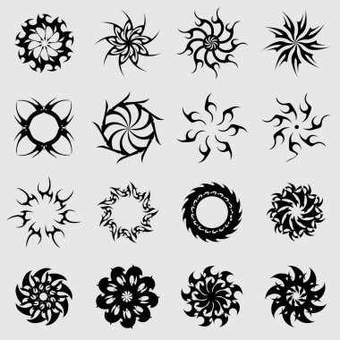 Kabile elementleri tek renkli geometrik süs seti.