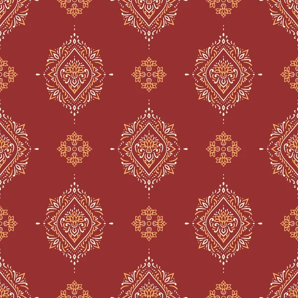 Damask seamless vector red pattern.