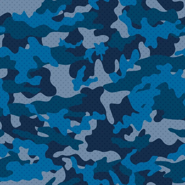 Camouflage Vektor Blau Nahtloses Muster — Stockvektor