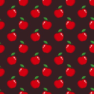 Kırmızı arkaplanda lekesiz vektör kırmızı elmalar.