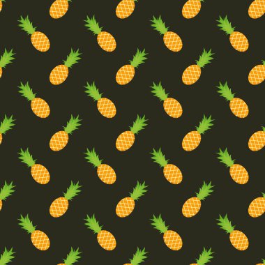 Ananas ve kalpleri Dikişsiz desen arka plan.