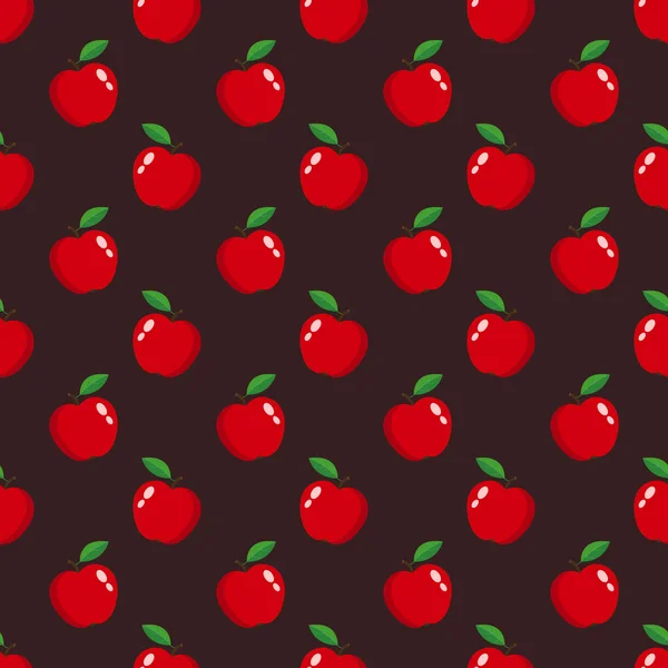 Vector Red Apples Seamless Pattern Red Background — Stock Vector