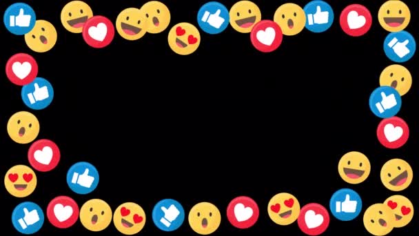 Seamless Animation Heart Emoji Icons Alpha Channel — Stock Video