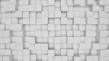 Soyut beyaz modern mimari arka planı ve duvarında beyaz küpler