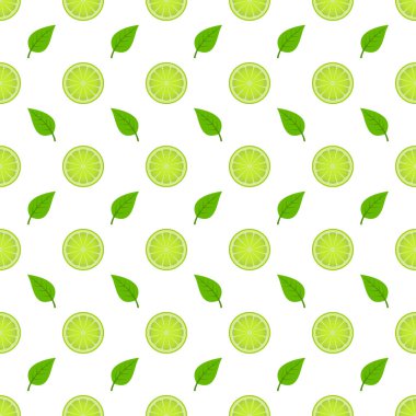 Yeşil yapraklı limonlu desen, turunçgilli beyaz arka plan..