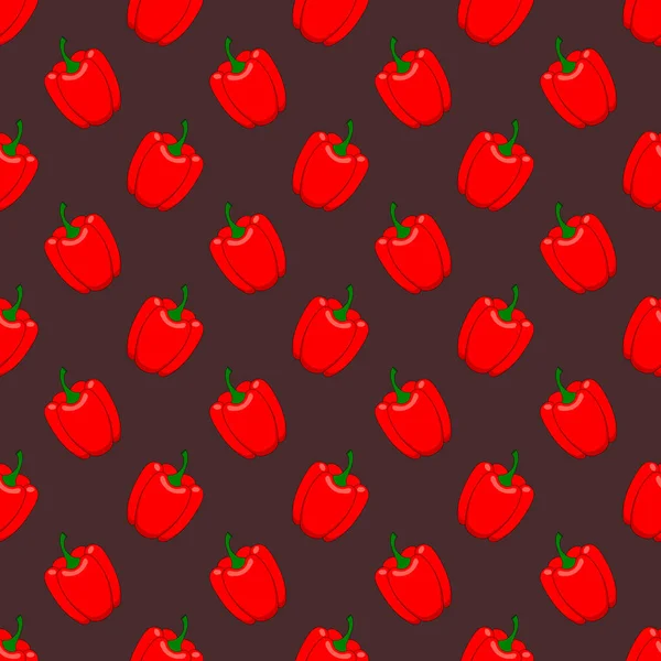 Pola Red Pepper Yang Lucu Dan Mulus Dengan Gaya Corat - Stok Vektor